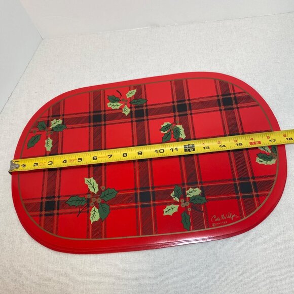 Christmas Placemats Set of 3 Cala Di Volpe Maytex Mills Red Vinyl Holiday Dining - Picture 4 of 9